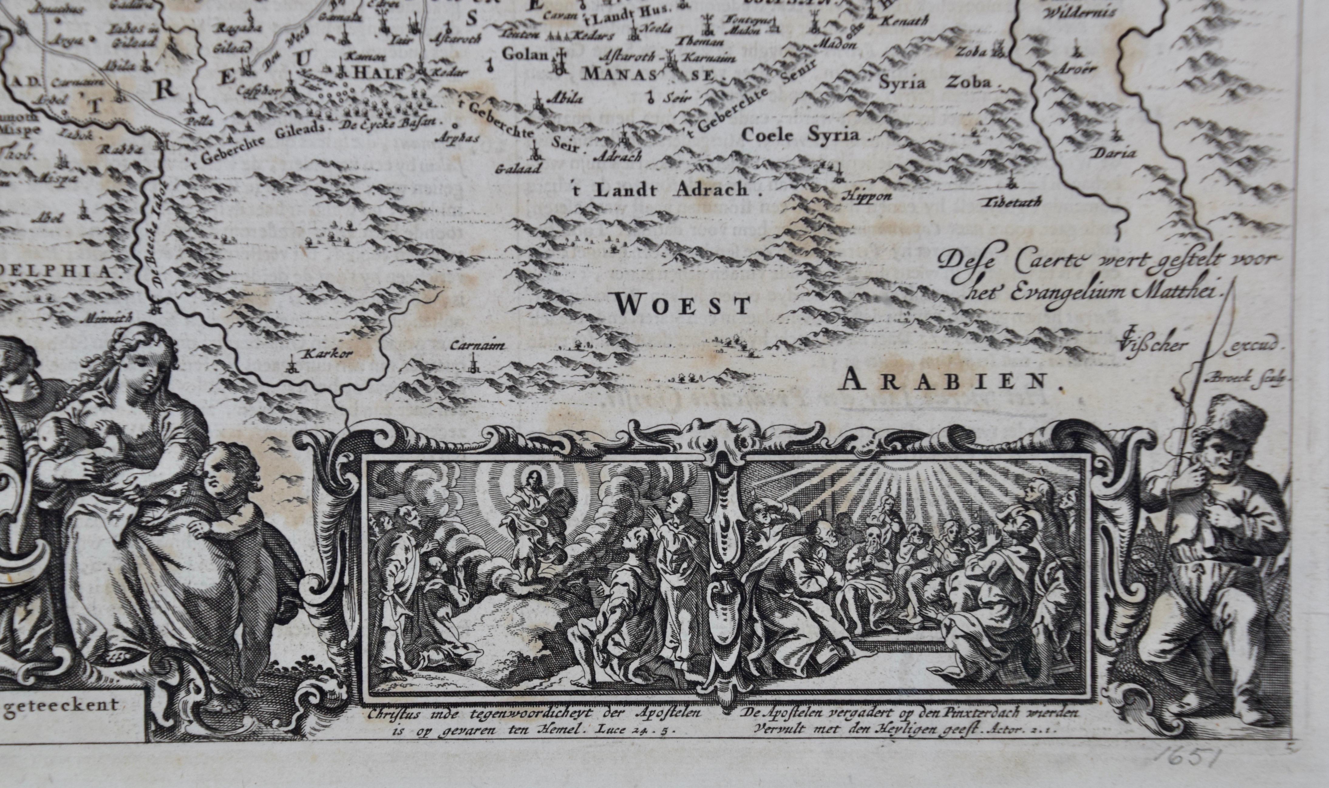 Paper The Holy Land at the Time of Jesus: A 17th Century Dutch Map by Visscher For Sale