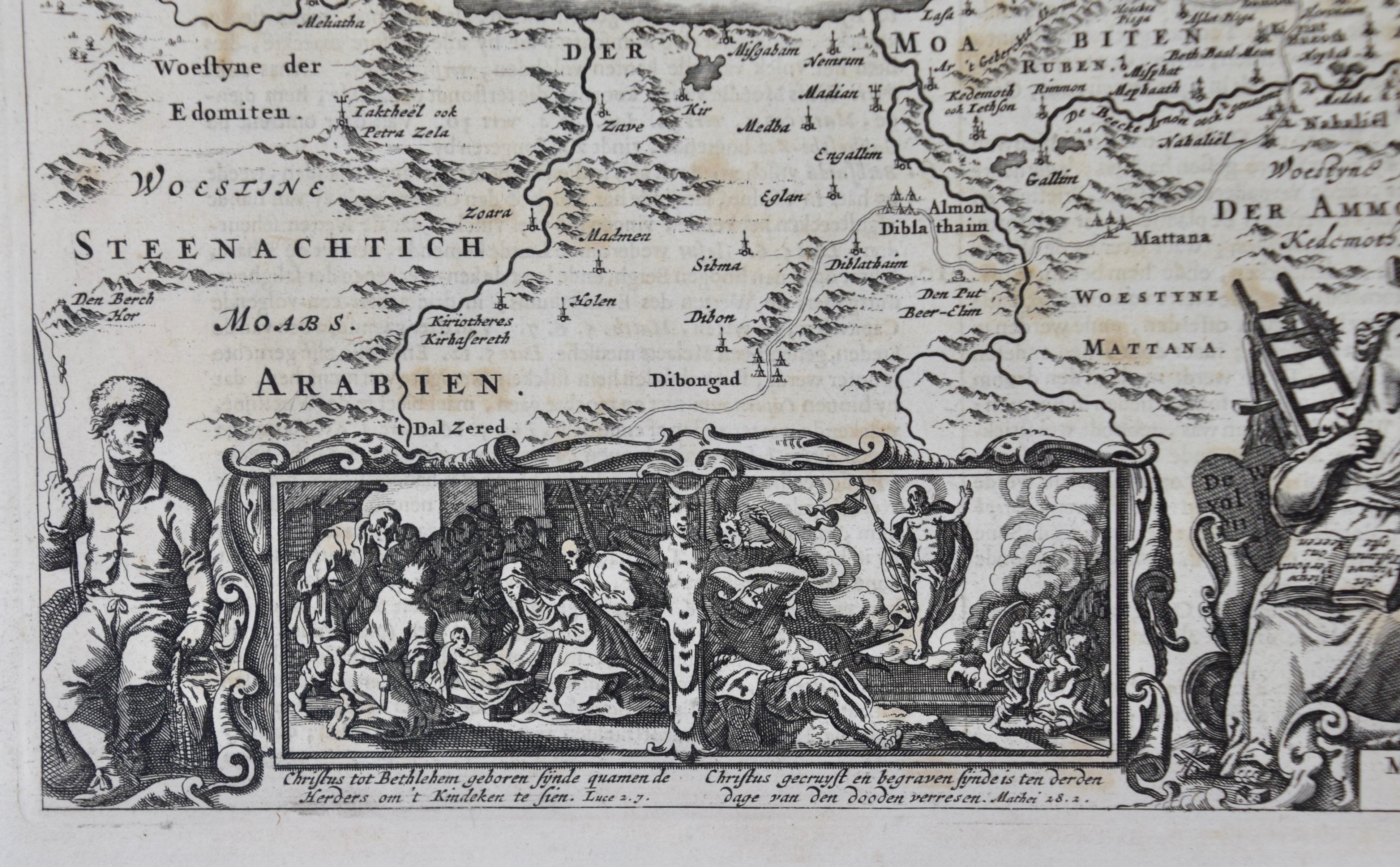 Papier La Terre Sainte au Temps de Jésus : Une carte néerlandaise du 17ème siècle de Visscher en vente