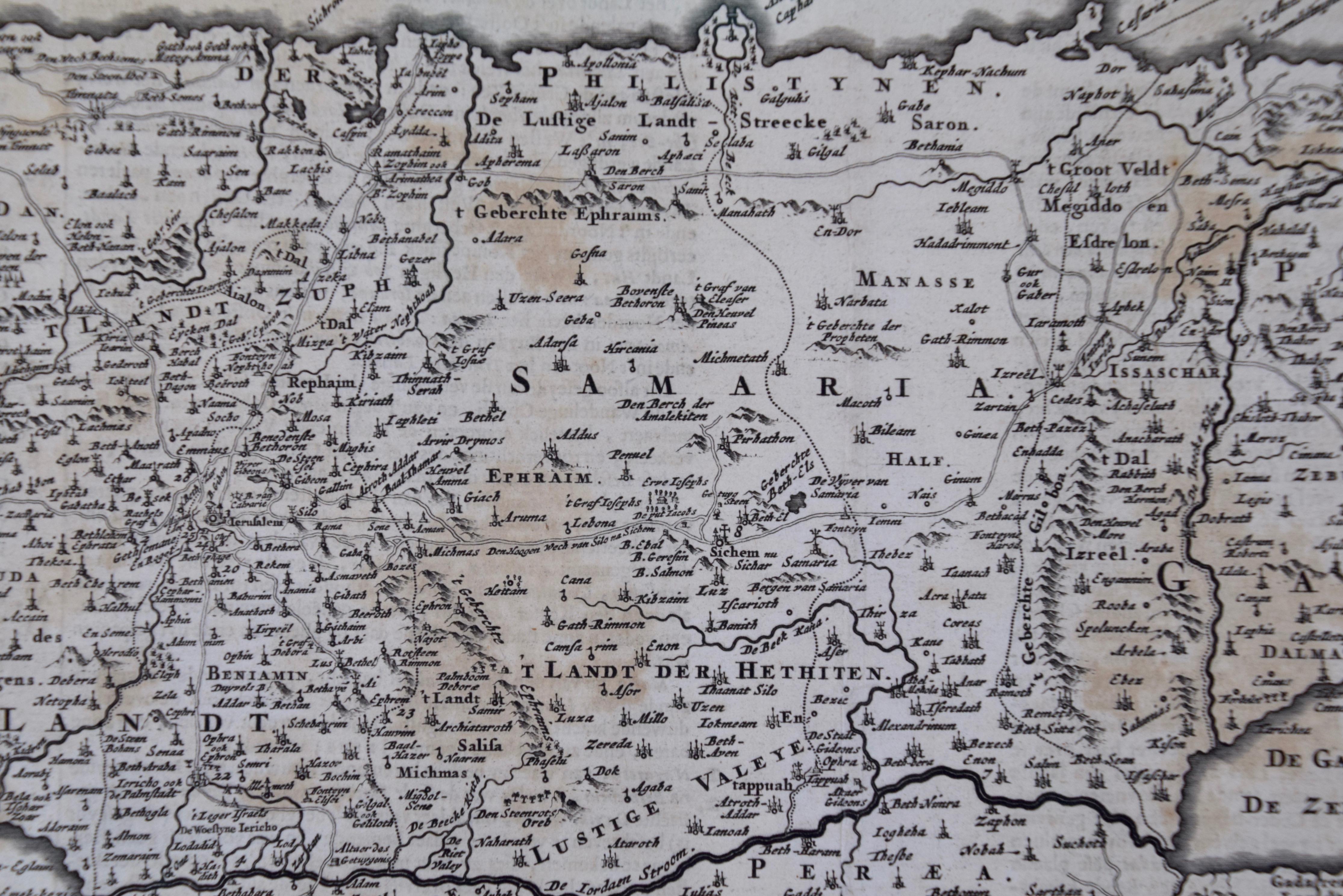 The Holy Land at the Time of Jesus: Eine holländische Karte aus dem 17. Jahrhundert von Visscher im Angebot 2