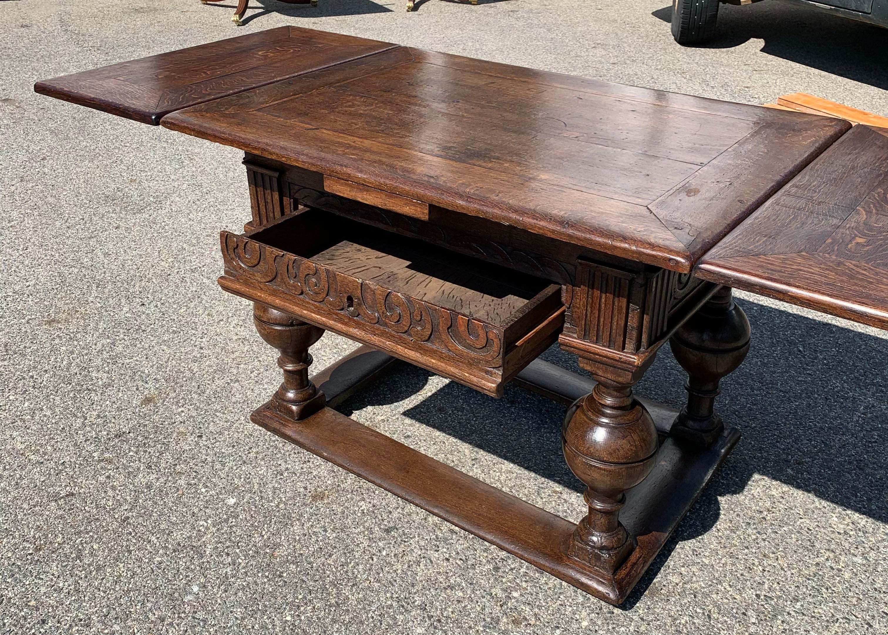 17th Century Dutch Oak Jacobean Withdraw Table 4