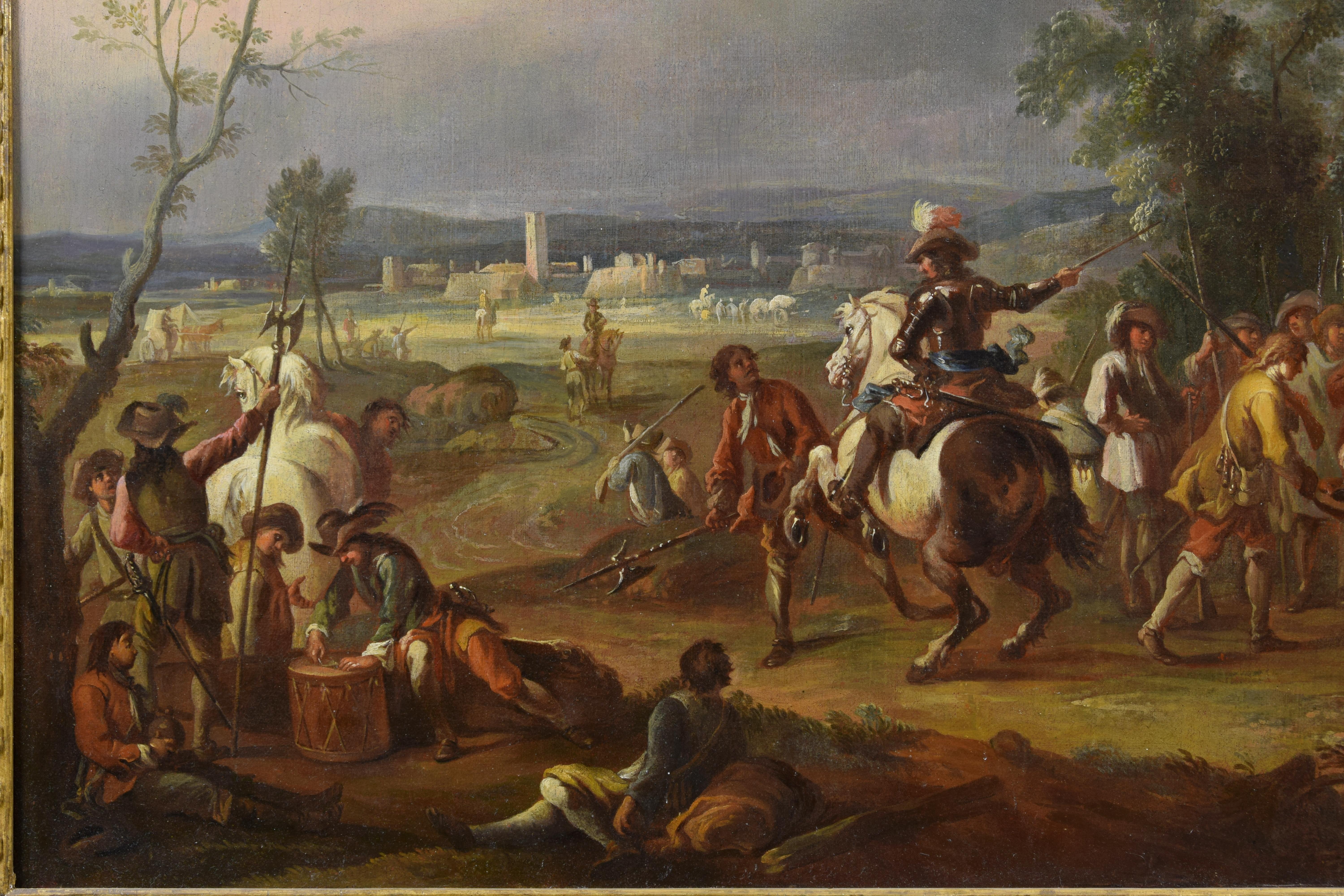 17th Century, Dutch Oil on Canvas Painting with the Pay of Soldiers 3