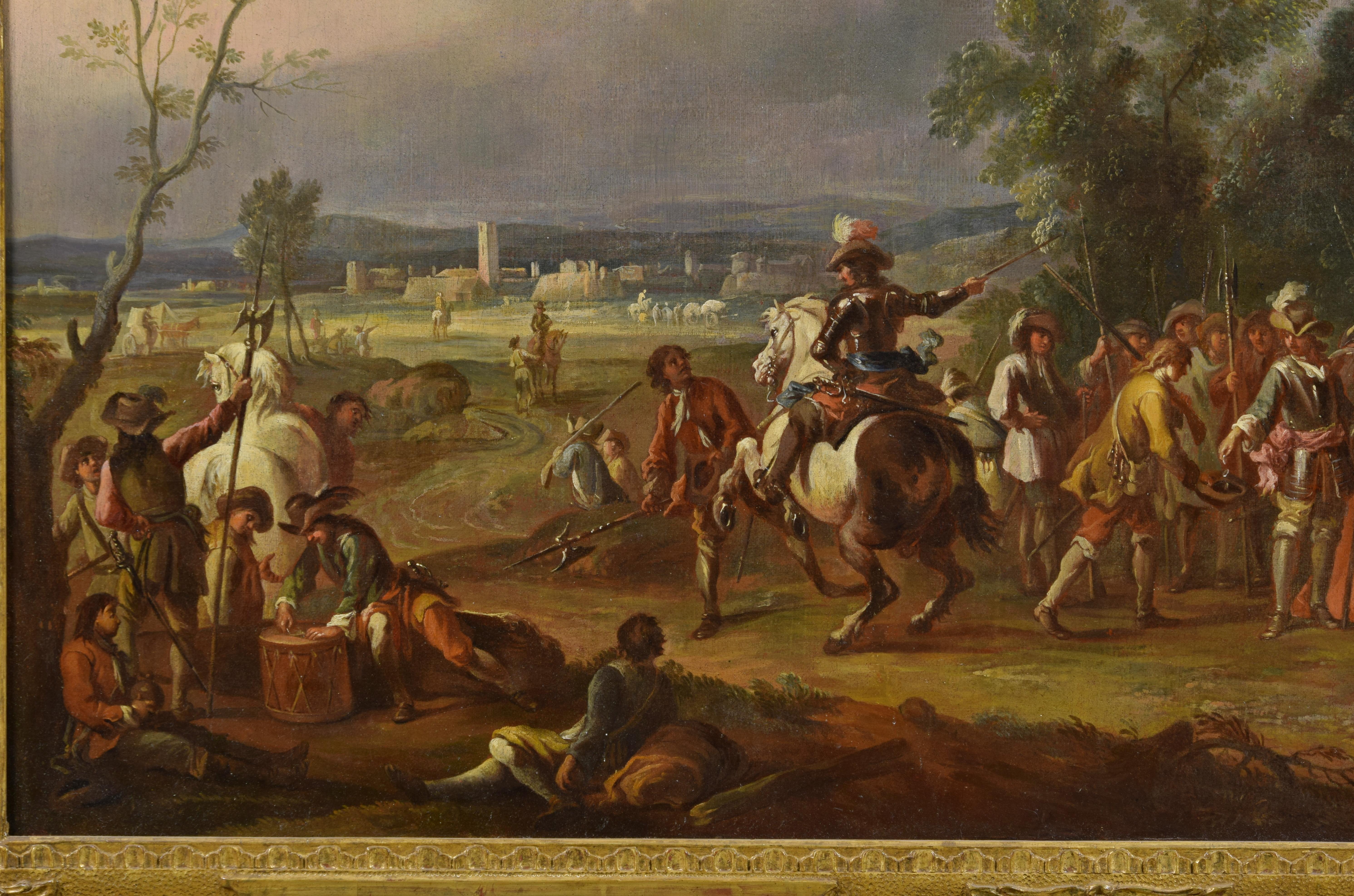 17th Century, Dutch Oil on Canvas Painting with the Pay of Soldiers 4