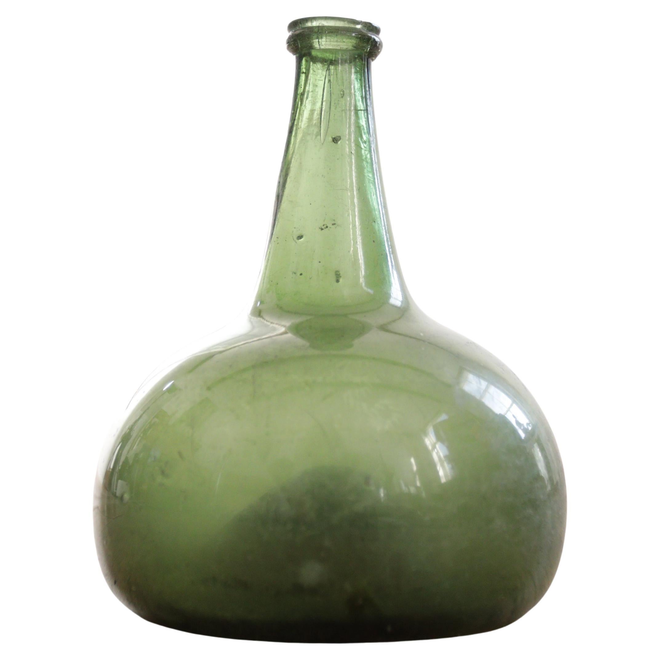 17th Century Dutch Onion Bottle Glass Wine Bottle 