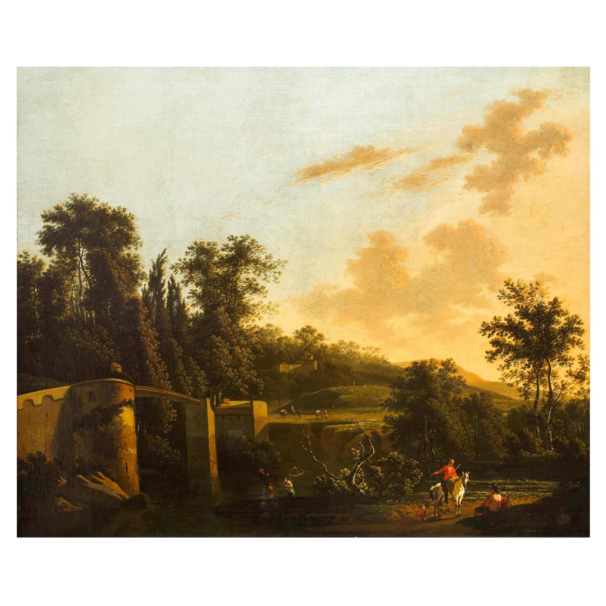 17th Century Dutch Painting "An Italianate Landscape" by Adriaen Jansz Ocker