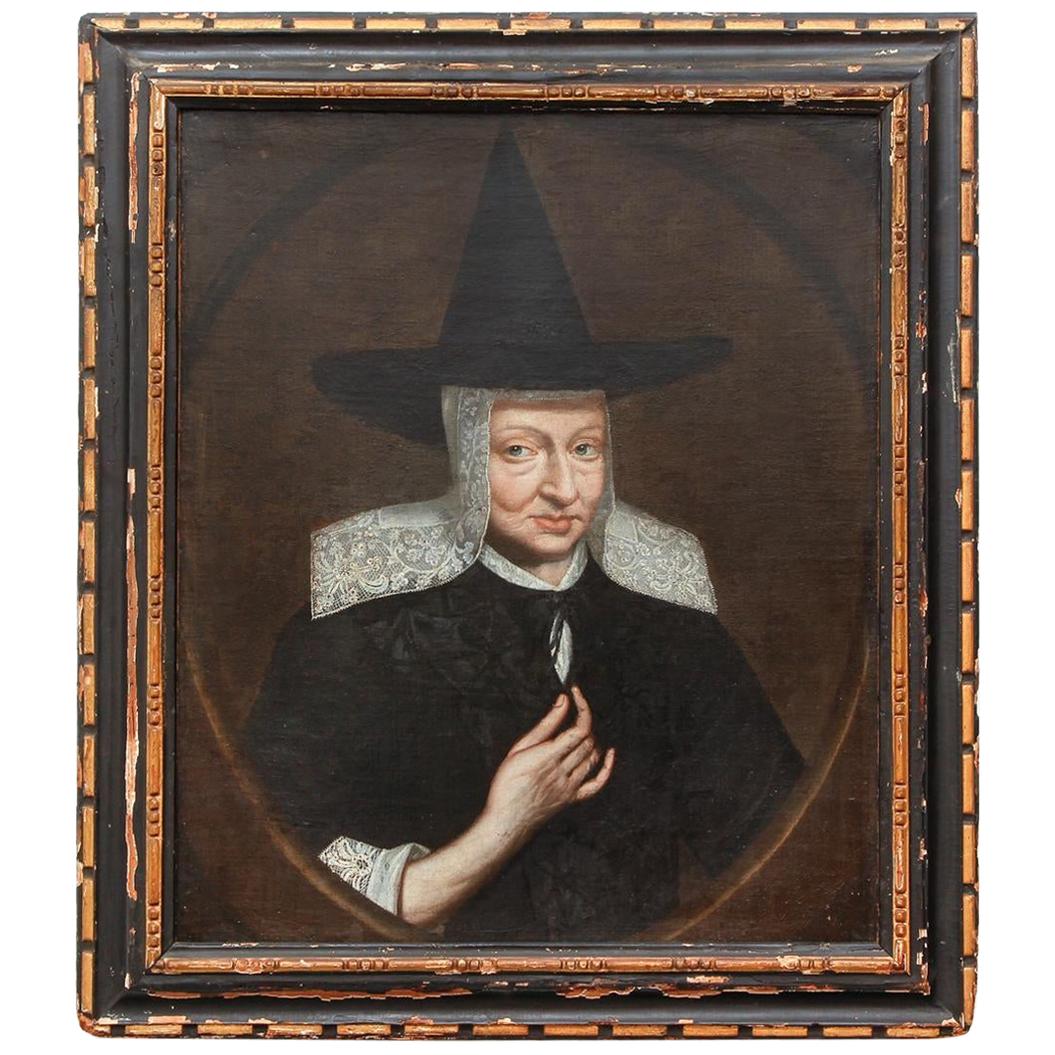 17th Century Dutch Portrait of a Woman in a Witch Hat