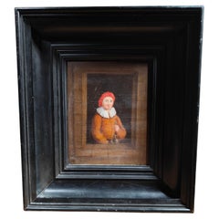 17th Century Dutch Portrait - Oil on Wood Panel with Black Painted Frame