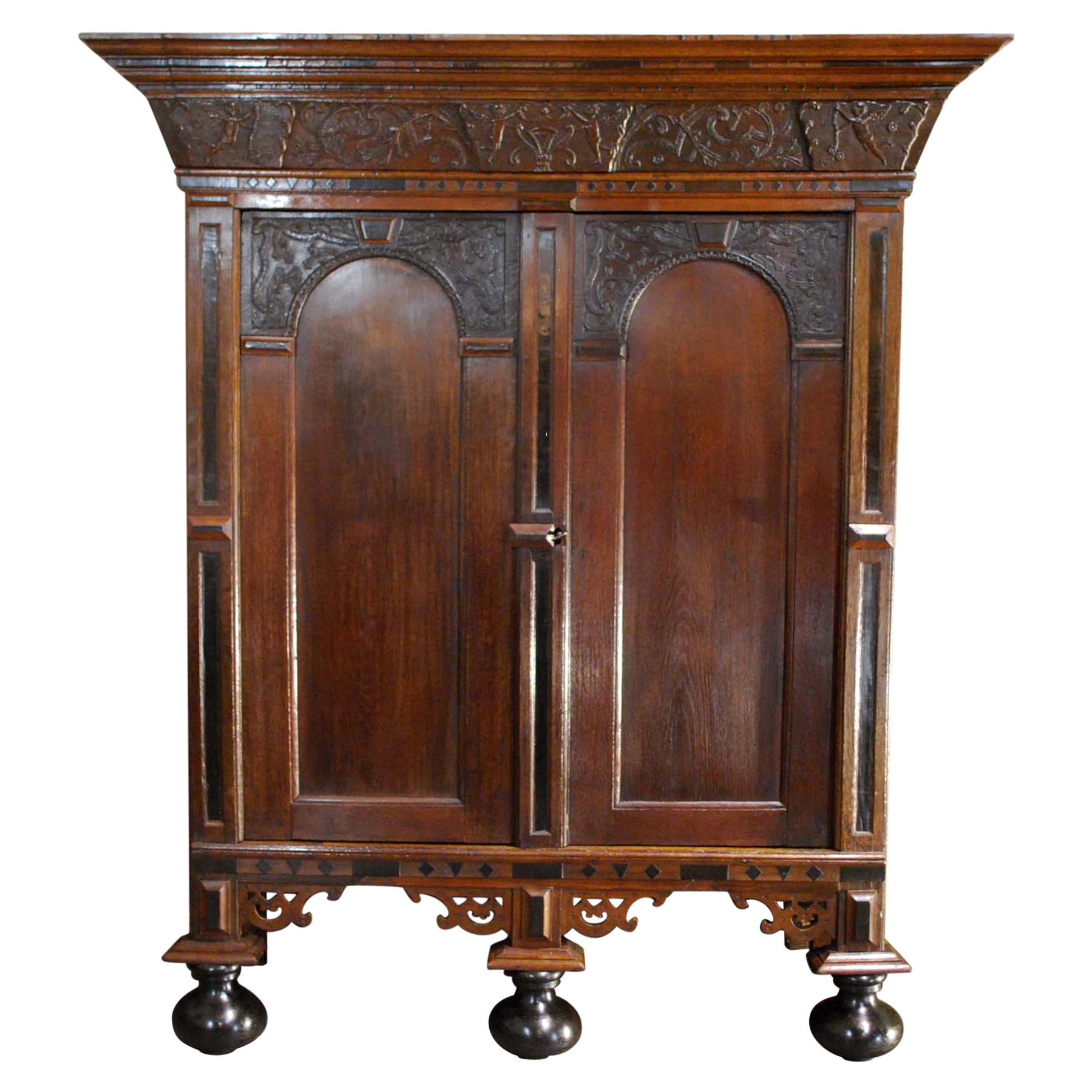 17th Century Dutch Renaissance Cabinet with Arched Doors For Sale