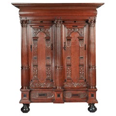 Armoire de la Renaissance hollandaise du 17ème siècle en chêne et en ébène, vers 1640