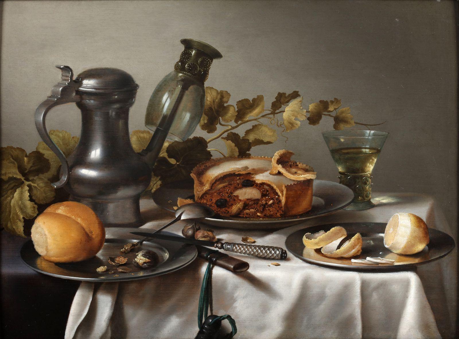 A still life with a meat pie - Dutch school, 17th century - Painting by 17th century, Dutch School
