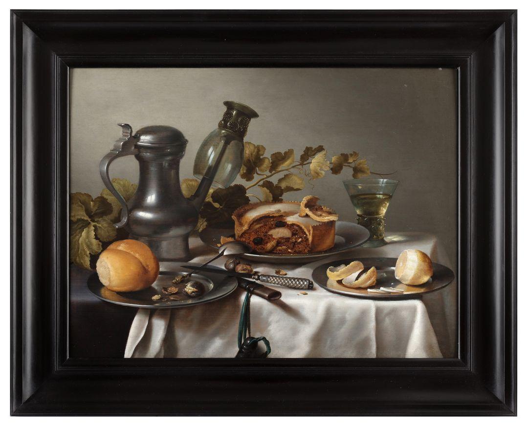 A still life with a meat pie - Dutch school, 17th century - Old Masters Painting by 17th century, Dutch School