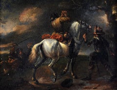 Figures in a Landscape - 17th Century Dutch Old Master Oil on Panel Painting