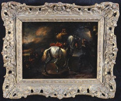 Figures in a Landscape - 17th Century Dutch Old Master Oil on Panel Painting