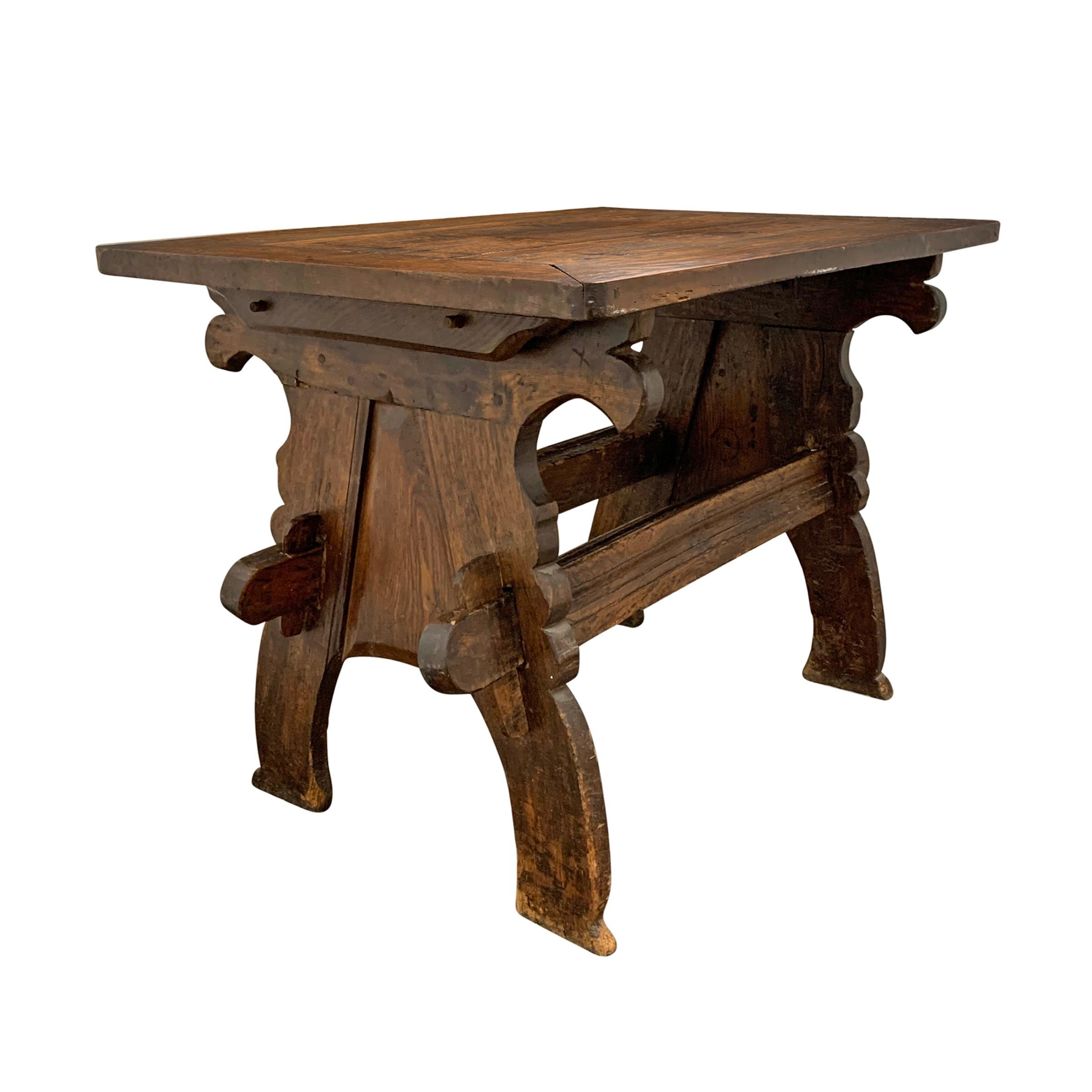 Hand-Carved 17th Century Dutch Trestle Table