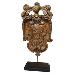 17th Century Dutch Wooden Coat of Arms Cartouche on Stand