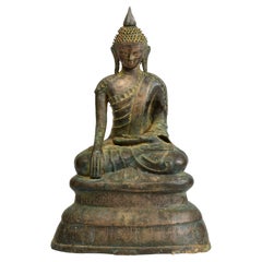 17th Century, Early Shan, Rare Antique Burmese Bronze Seated Buddha