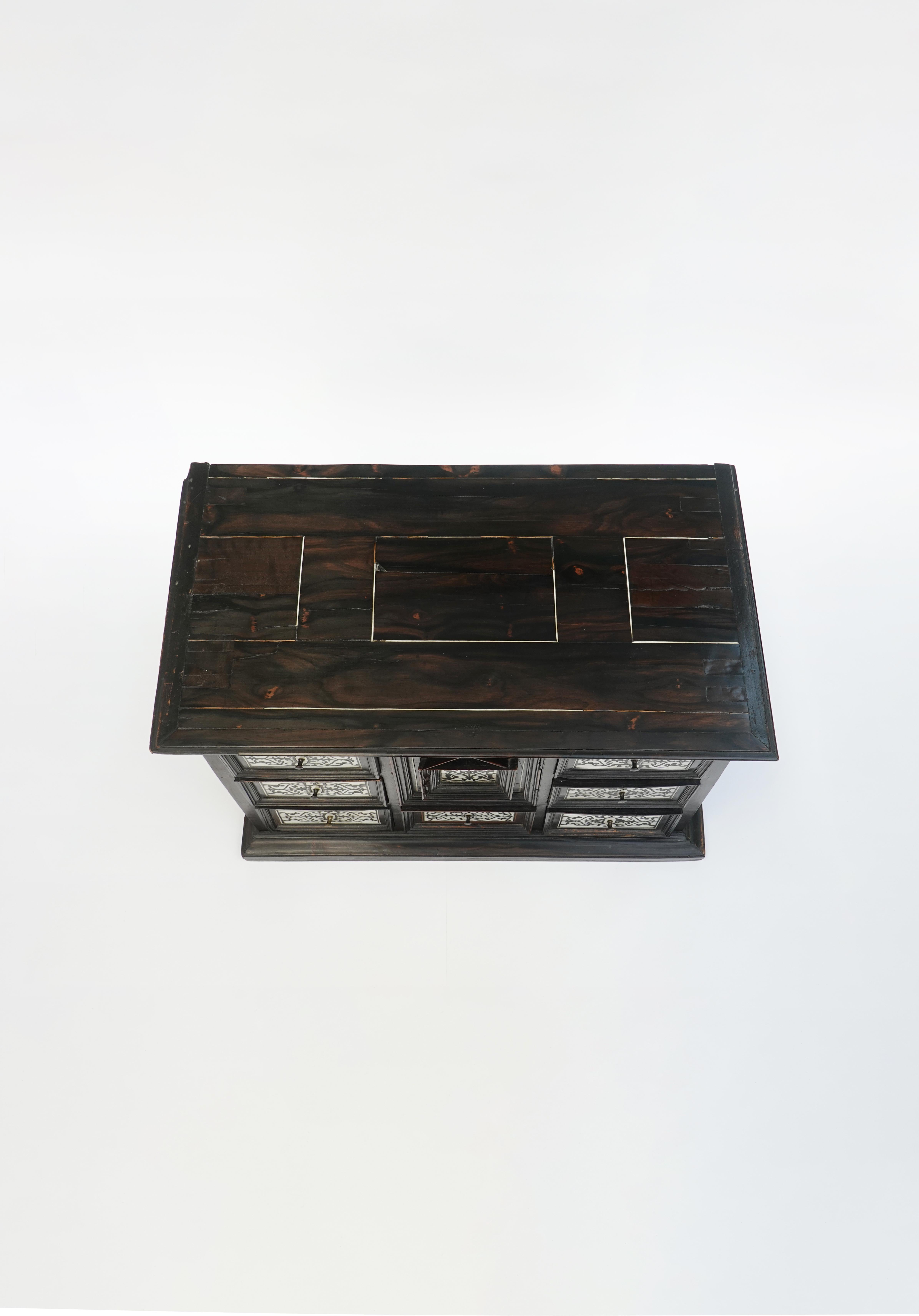 Woodwork 17th Century Ebony Ivory Italian Travel Cabinet For Sale