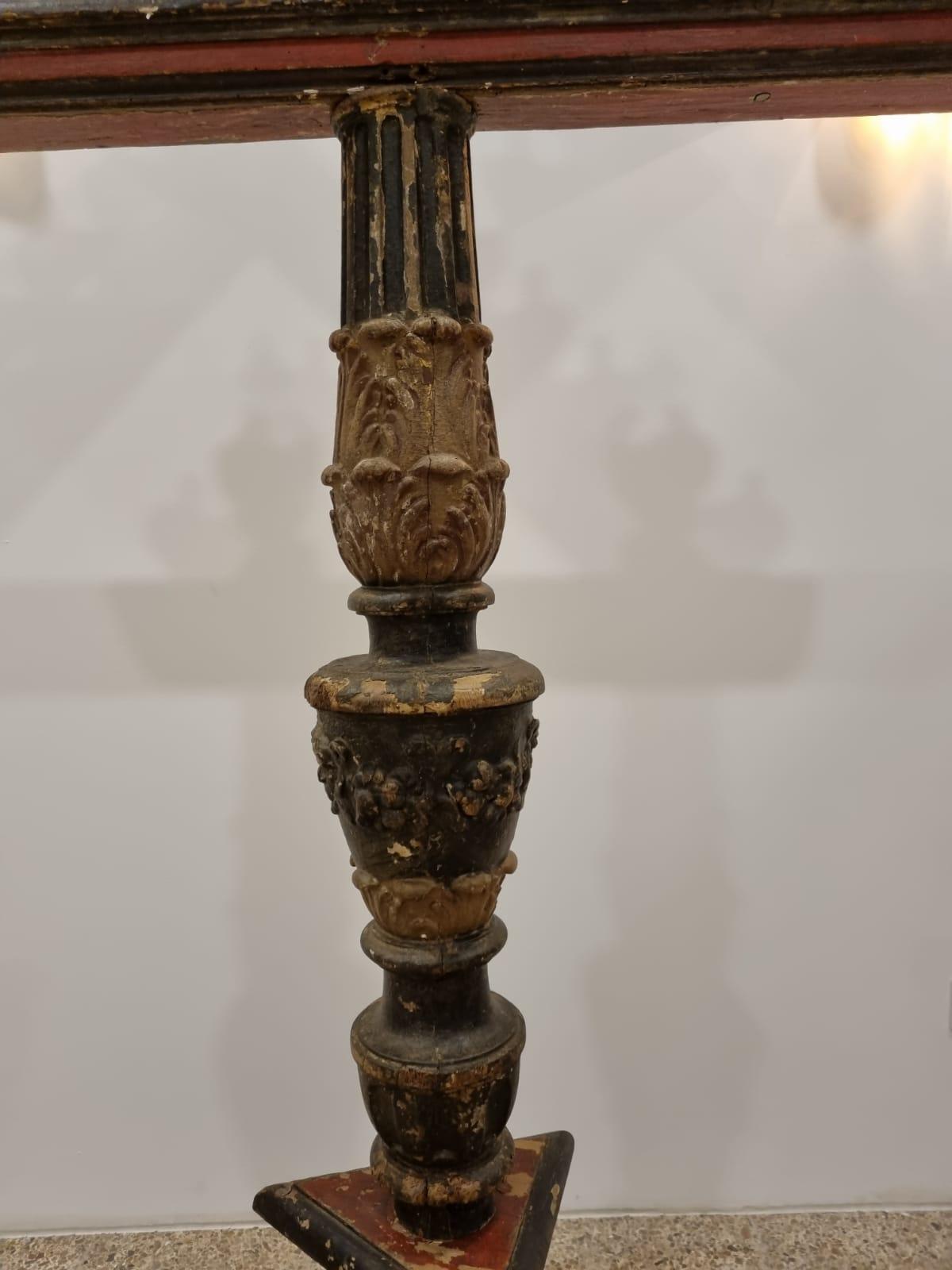Hardwood 17th Century Ecclesiastical Altar Wood Candelabra from France For Sale