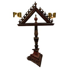 Antique 17th Century Ecclesiastical Altar Wood Candelabra from France