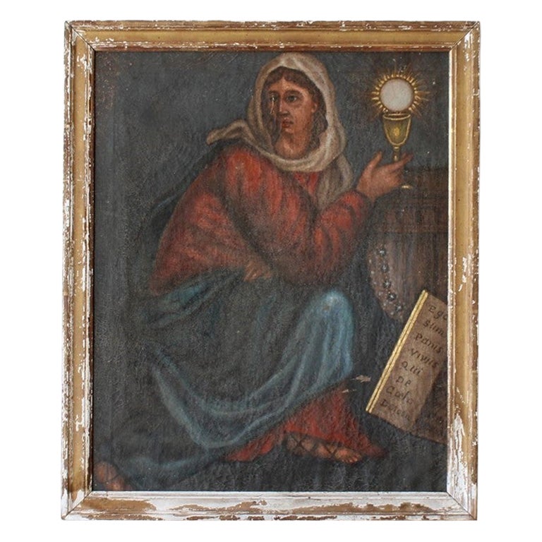 Huile sur toile ecclésiastique du 17e siècle