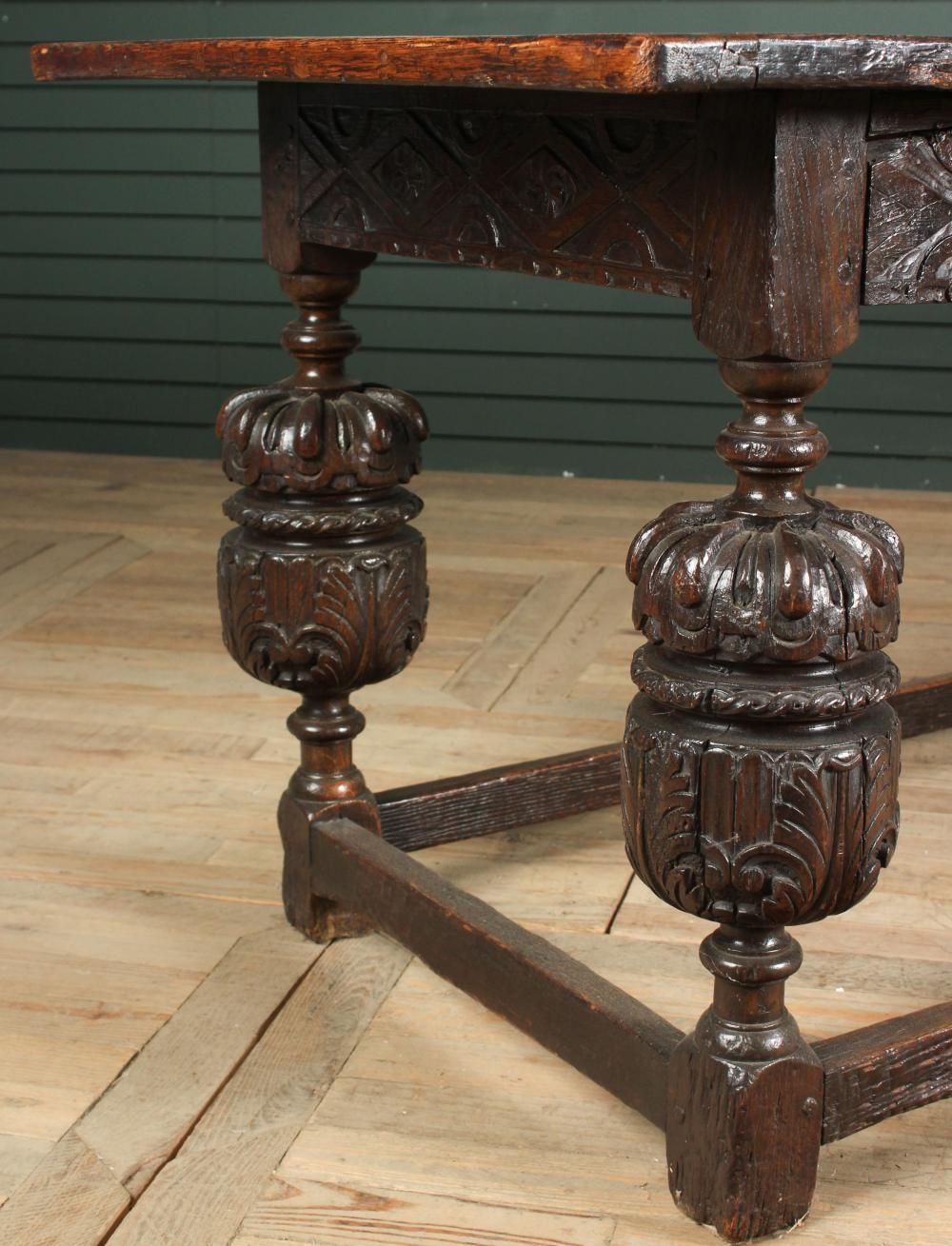 17th Century Elizabethan Style Oak Refectory Table In Fair Condition For Sale In Essex, MA