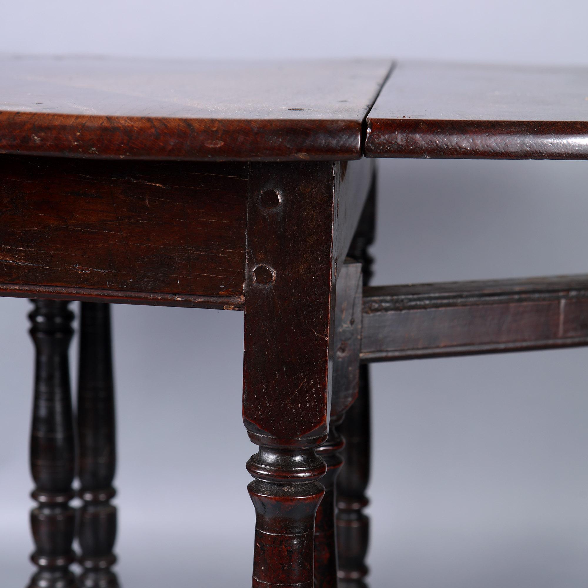 European 17TH Century Elm and Oak Drop Leaf Table For Sale