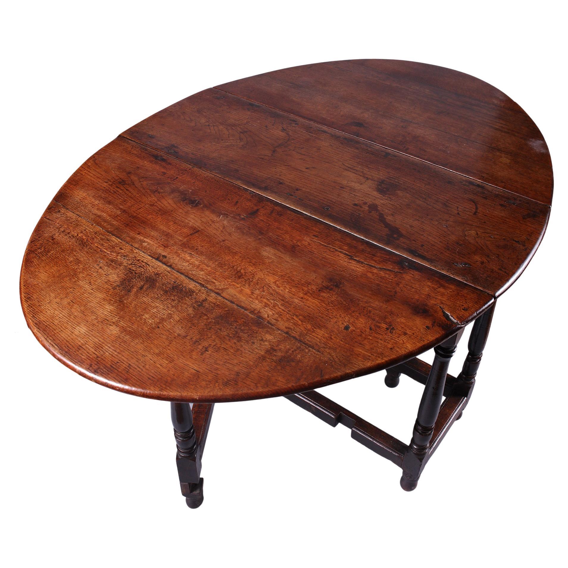 17TH Century Elm and Oak Drop Leaf Table For Sale