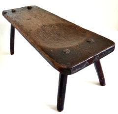 17th Century Elm Single Plank Provincial "Pig" Bench.  British, Circa 1690