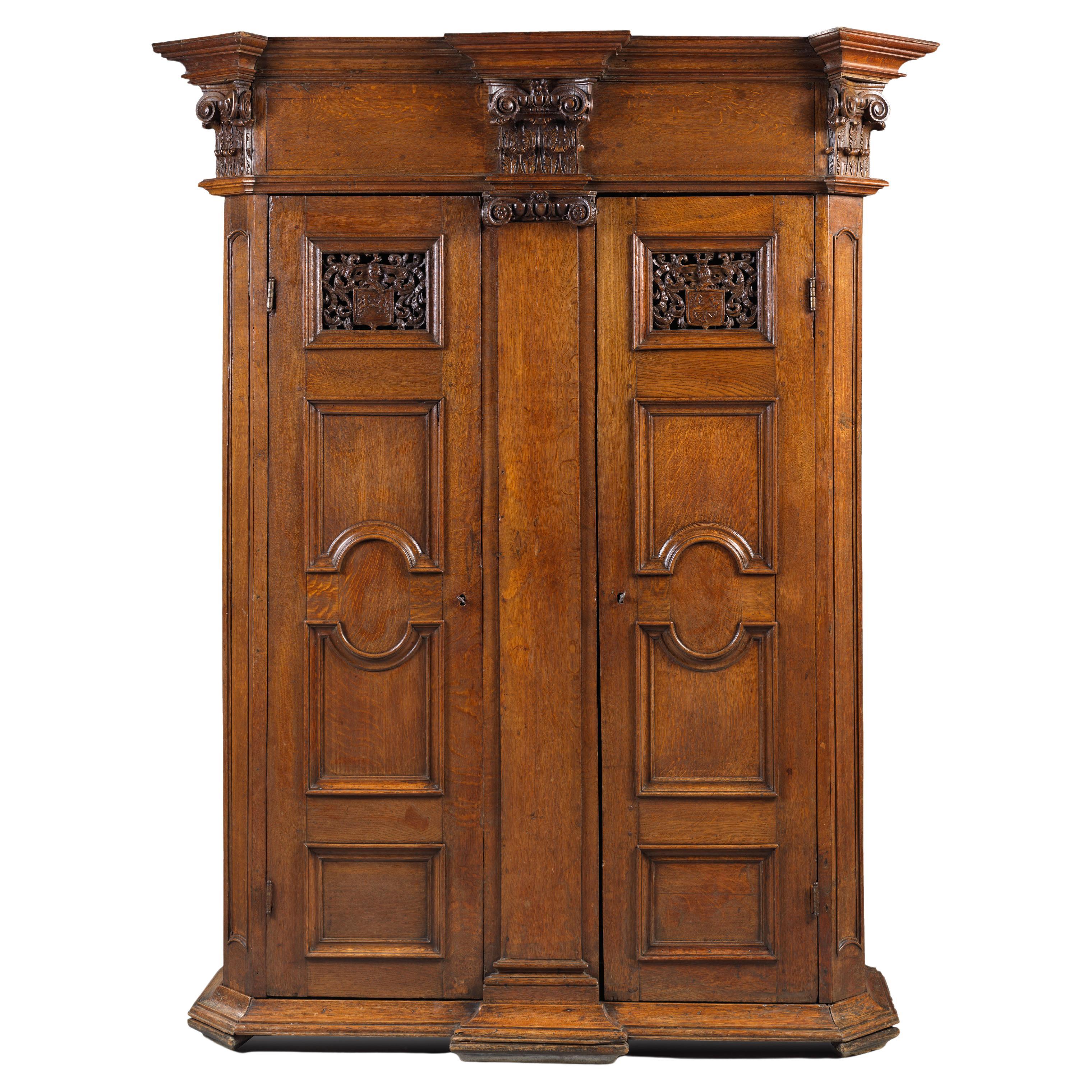 17th Century Emblazoned Germanic Armoire For Sale