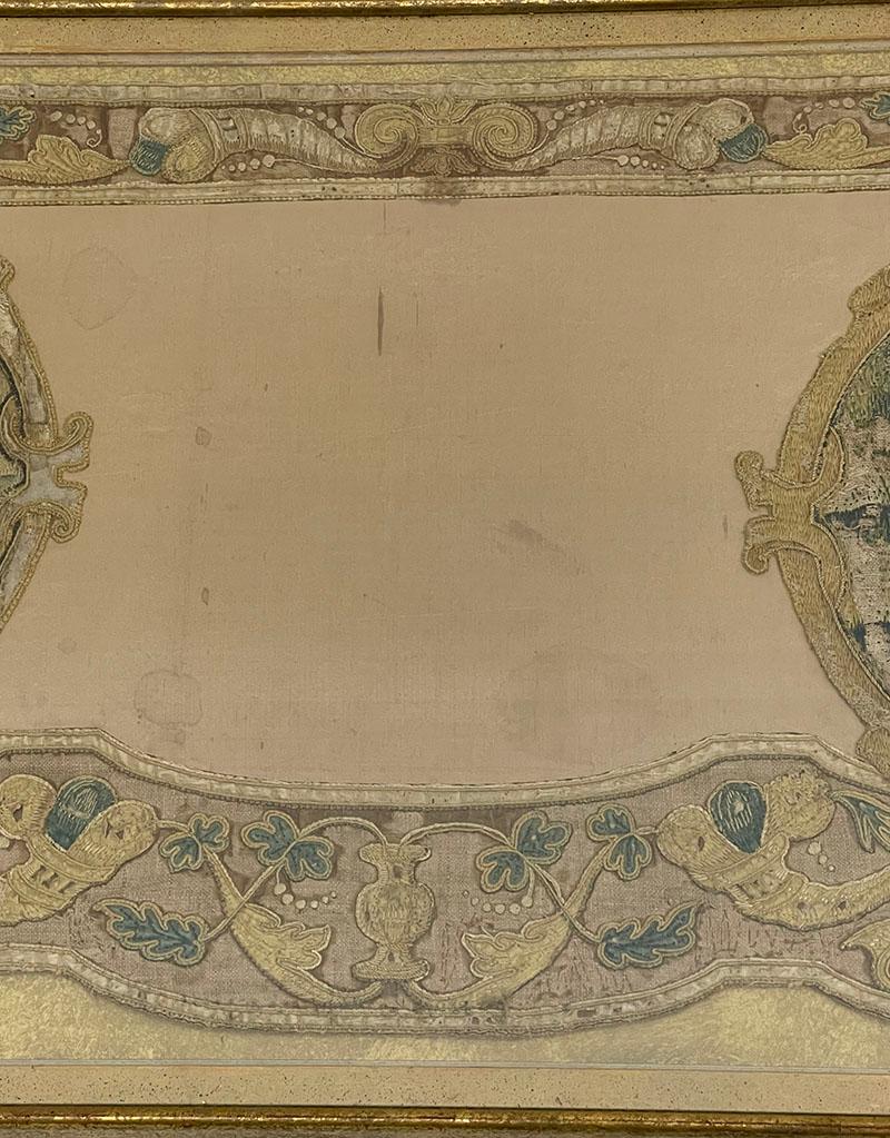 17th Century embroidered panel with three Theological Virtues For Sale 6