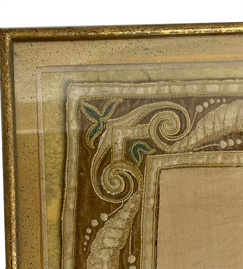 17th Century embroidered panel with three Theological Virtues For Sale 8