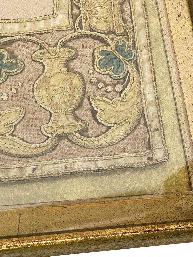 17th Century embroidered panel with three Theological Virtues For Sale 4
