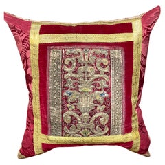 17th Century Embroidered Velvet Panel Hand Made Bespoke Pillow