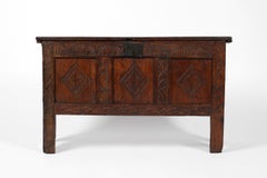 17th Century English Carved Oak Coffer Chest