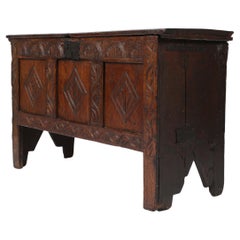 17th Century English Carved Oak Coffer Chest