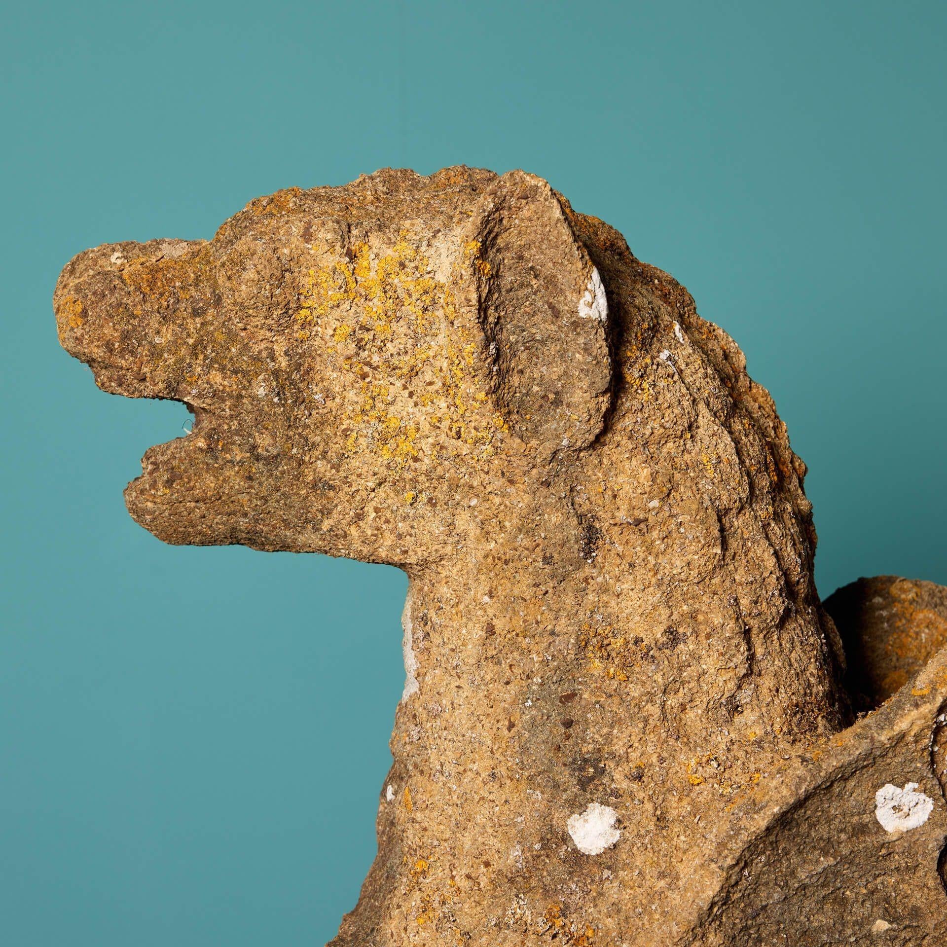 17th Century English Carved Stone Griffin In Fair Condition For Sale In Wormelow, Herefordshire