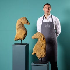 17th Century English Carved Stone Horse & Unicorn