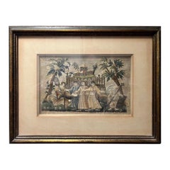 17th Century English Charles II Stumpwork Silk Embroidery 3 Wise Men Panel
