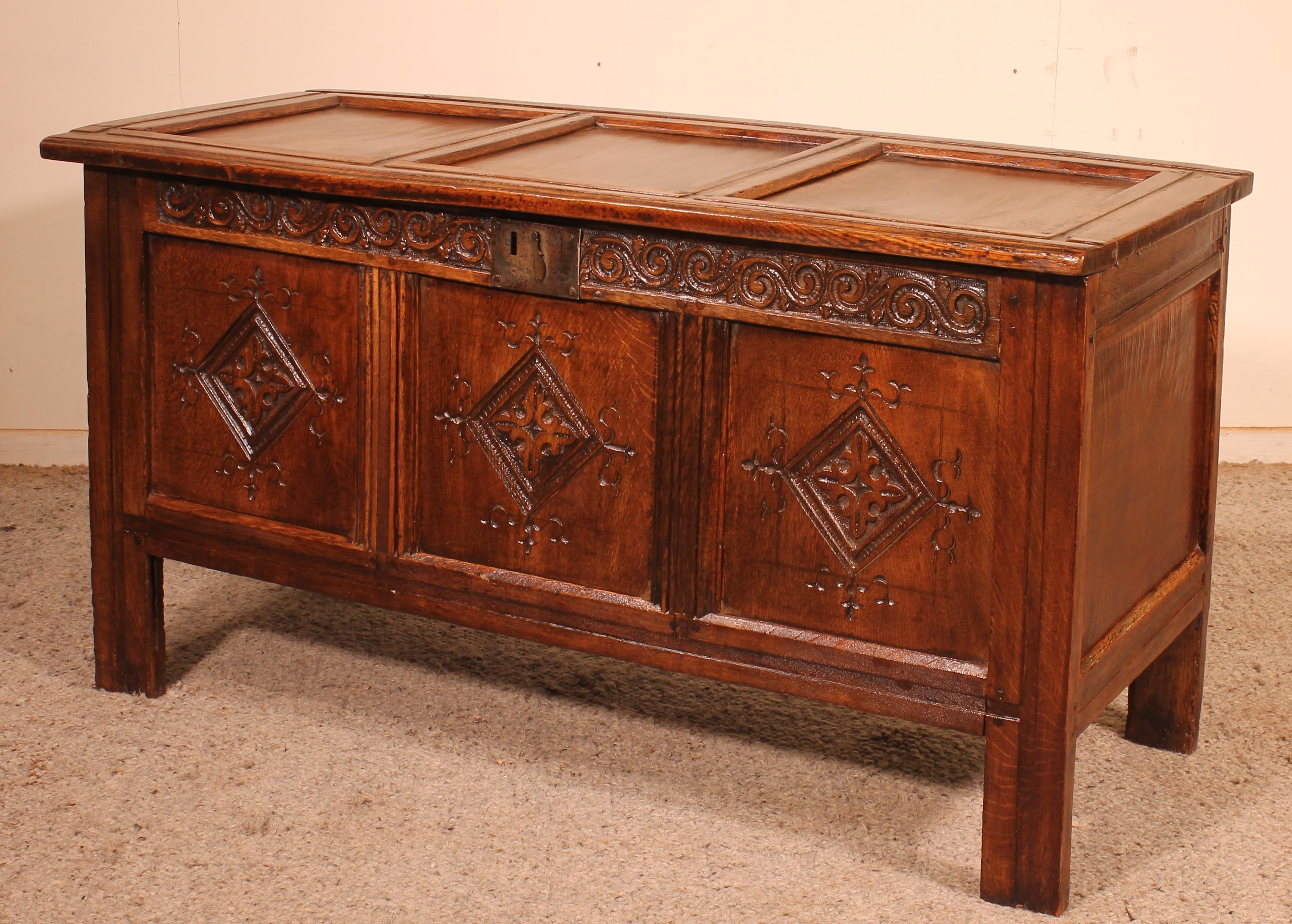 British 17th Century English Chest in Oak