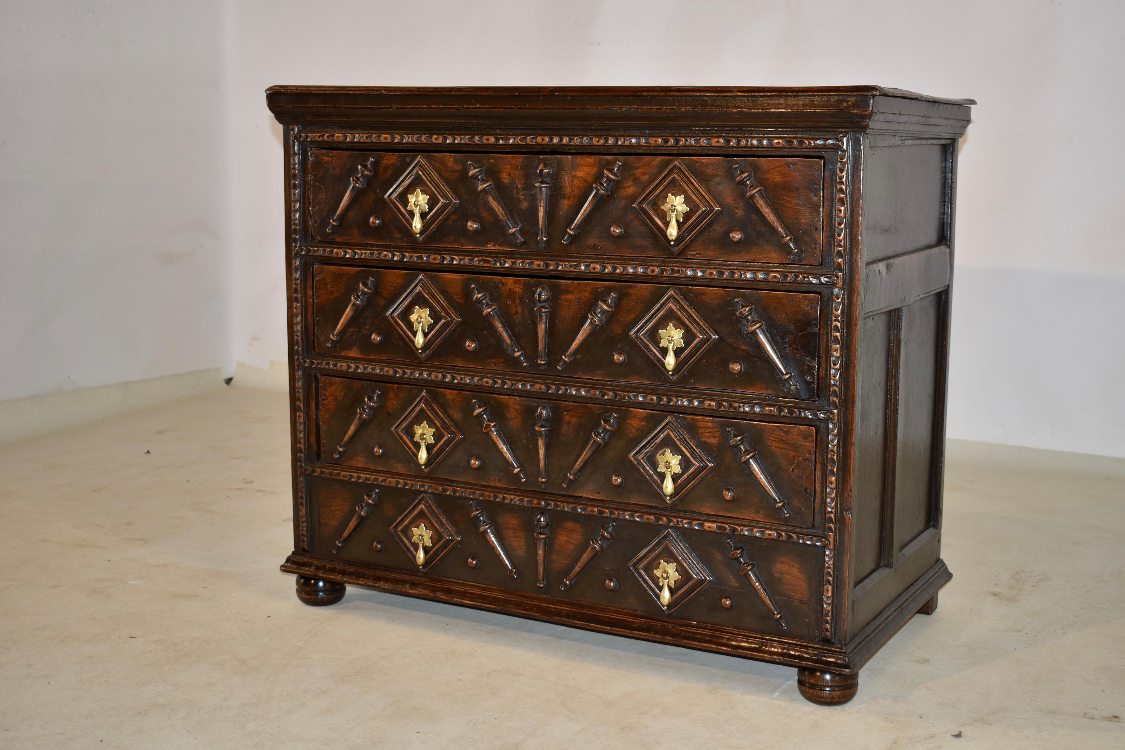 Oak 17th Century English Chest of Drawers For Sale