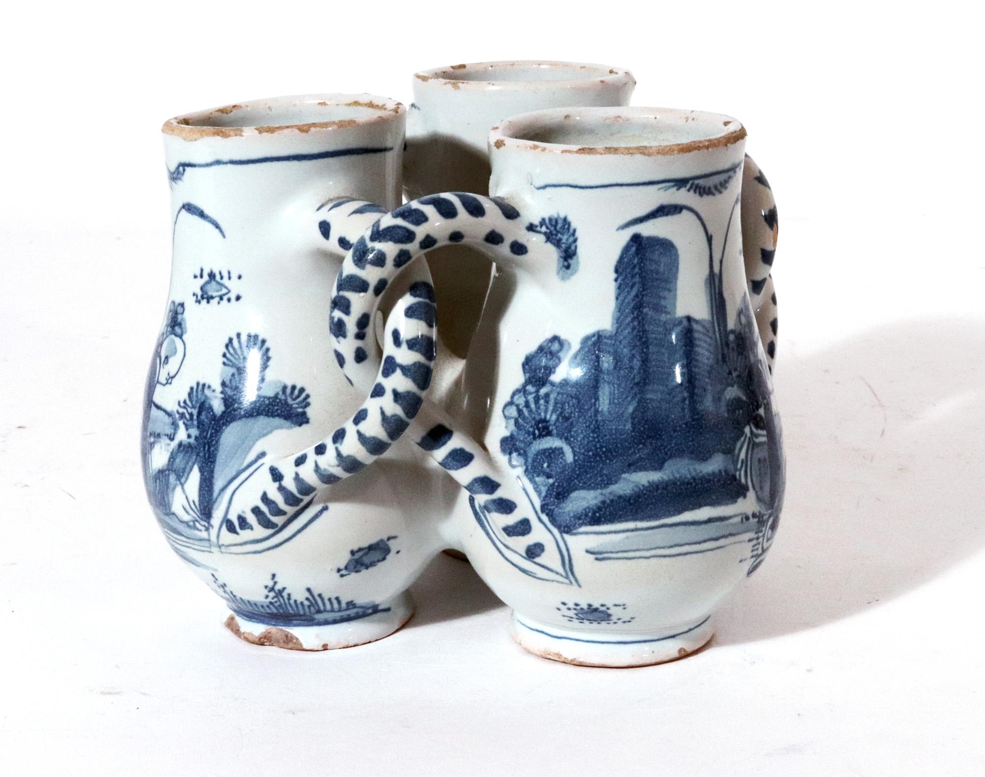 William and Mary 17th Century English Delftware Fuddling Cup
