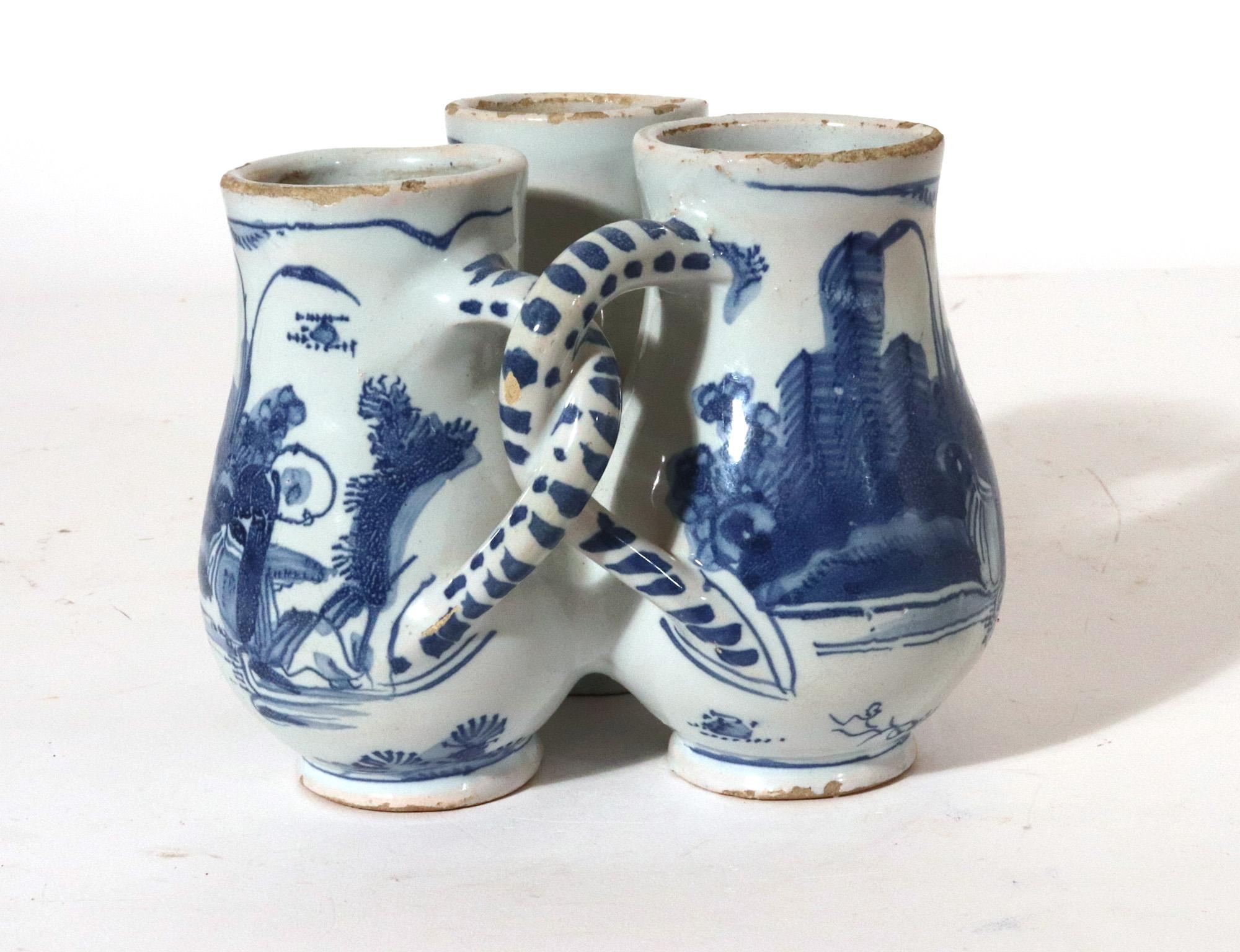 17th Century English Delftware Fuddling Cup In Good Condition In Downingtown, PA