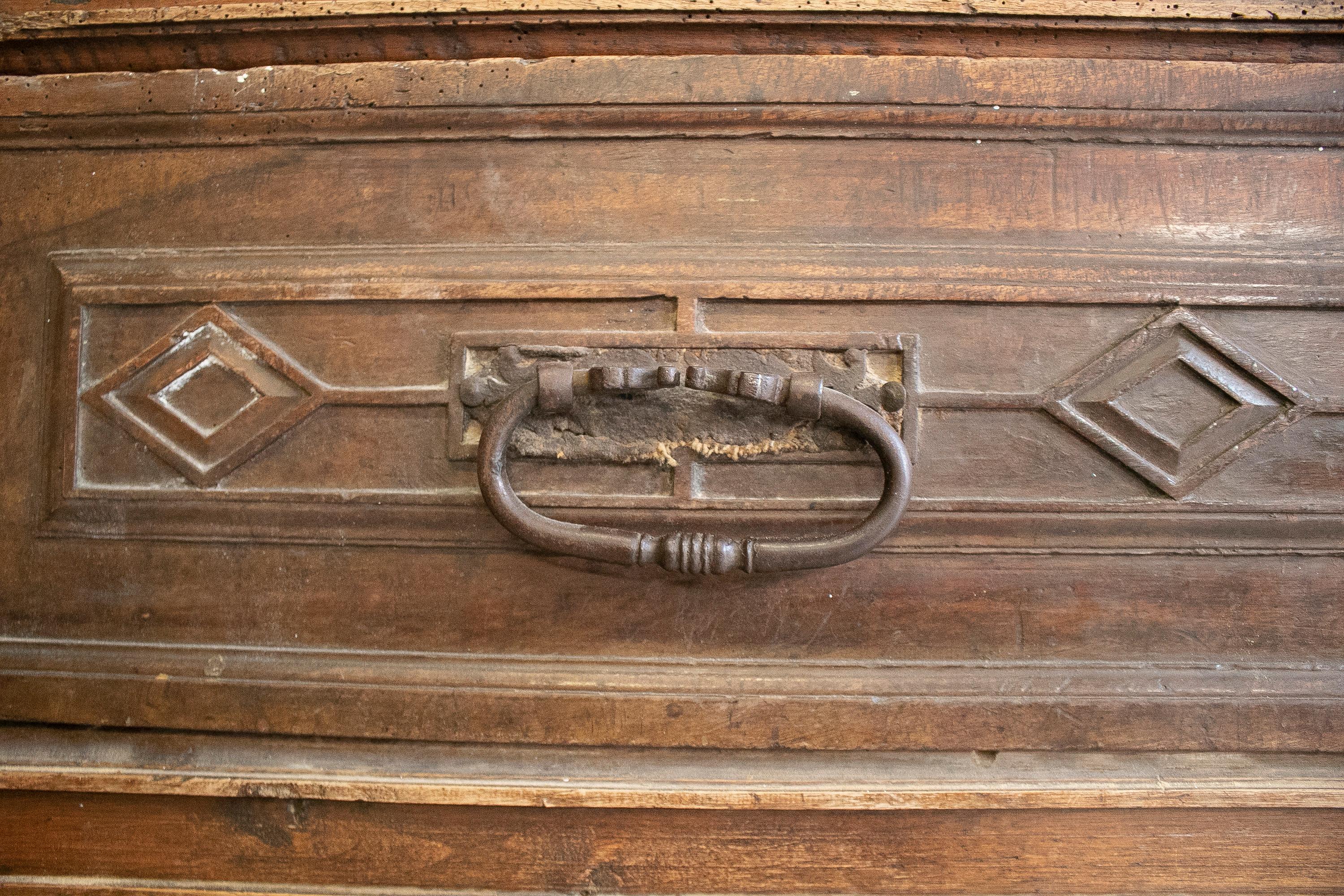18th Century and Earlier 16th Century English Drawer Chest w/ Original Iron Fittings For Sale