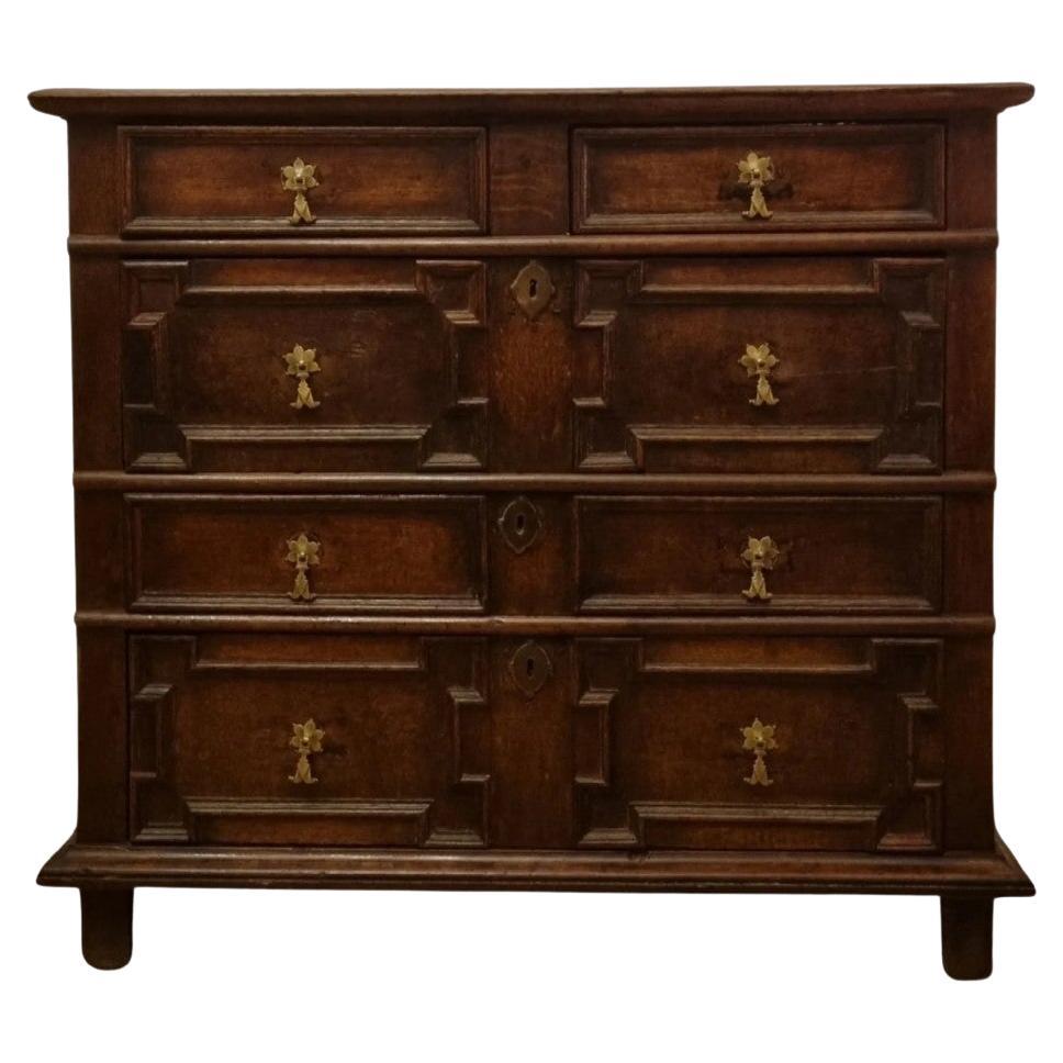 17th Century Charles II Geometric Oak Chest of Drawers For Sale