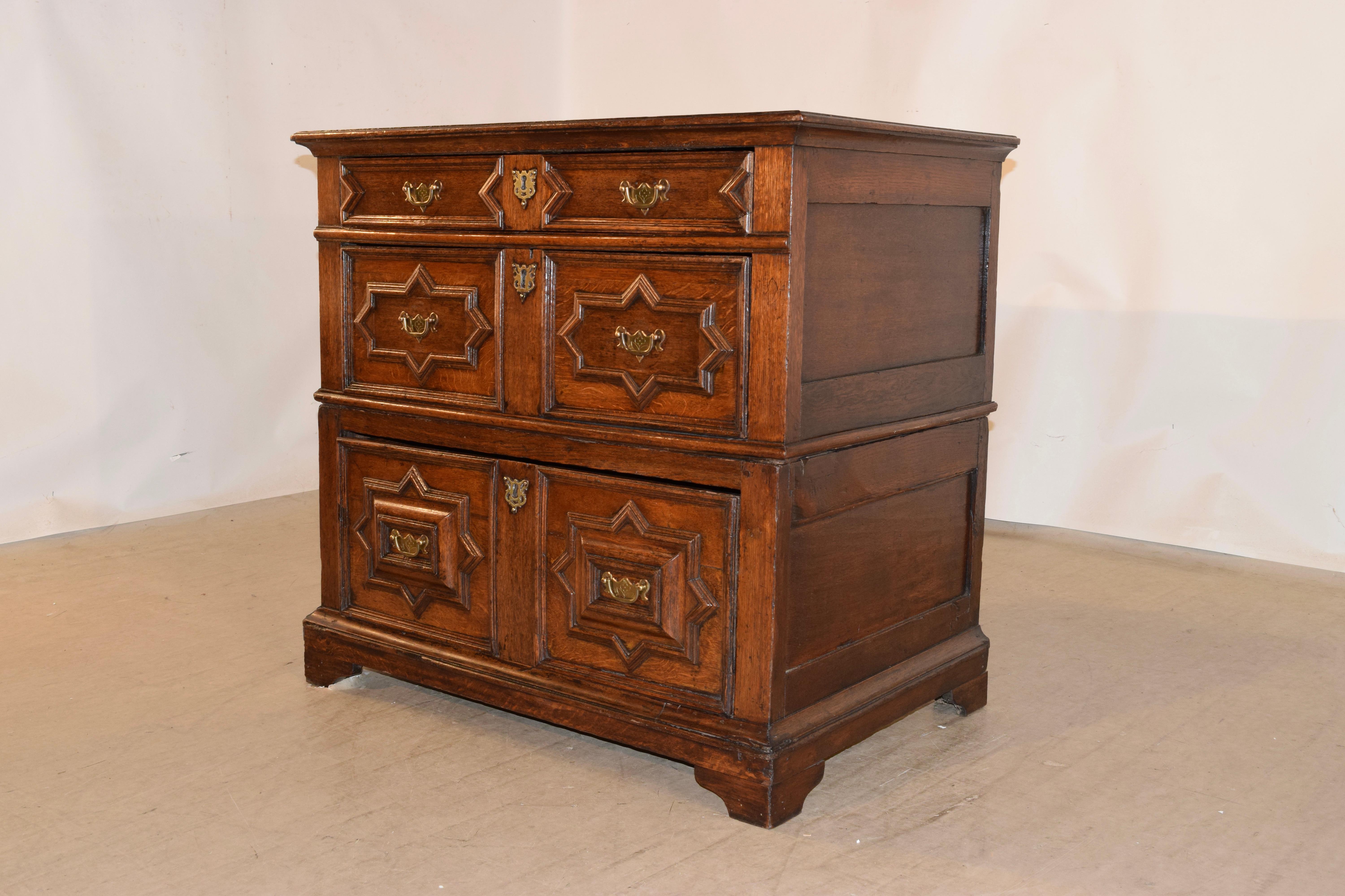 18th Century and Earlier 17th Century English Geometric Two Piece Chest