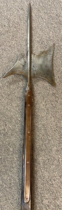 17th Century English Halberd with Pole Arm & Etched Blade
