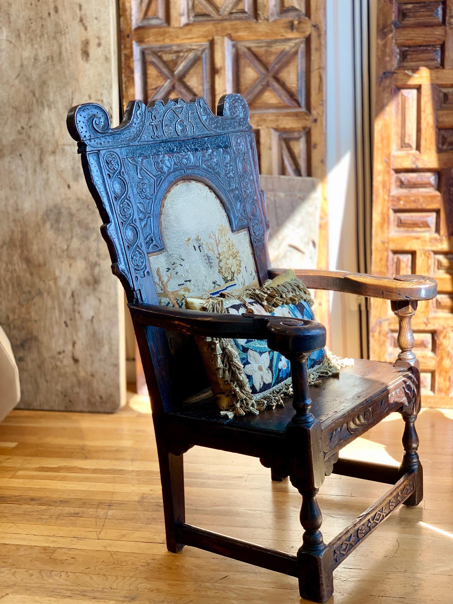 Walnut 17th Century English Jacobean Armchair