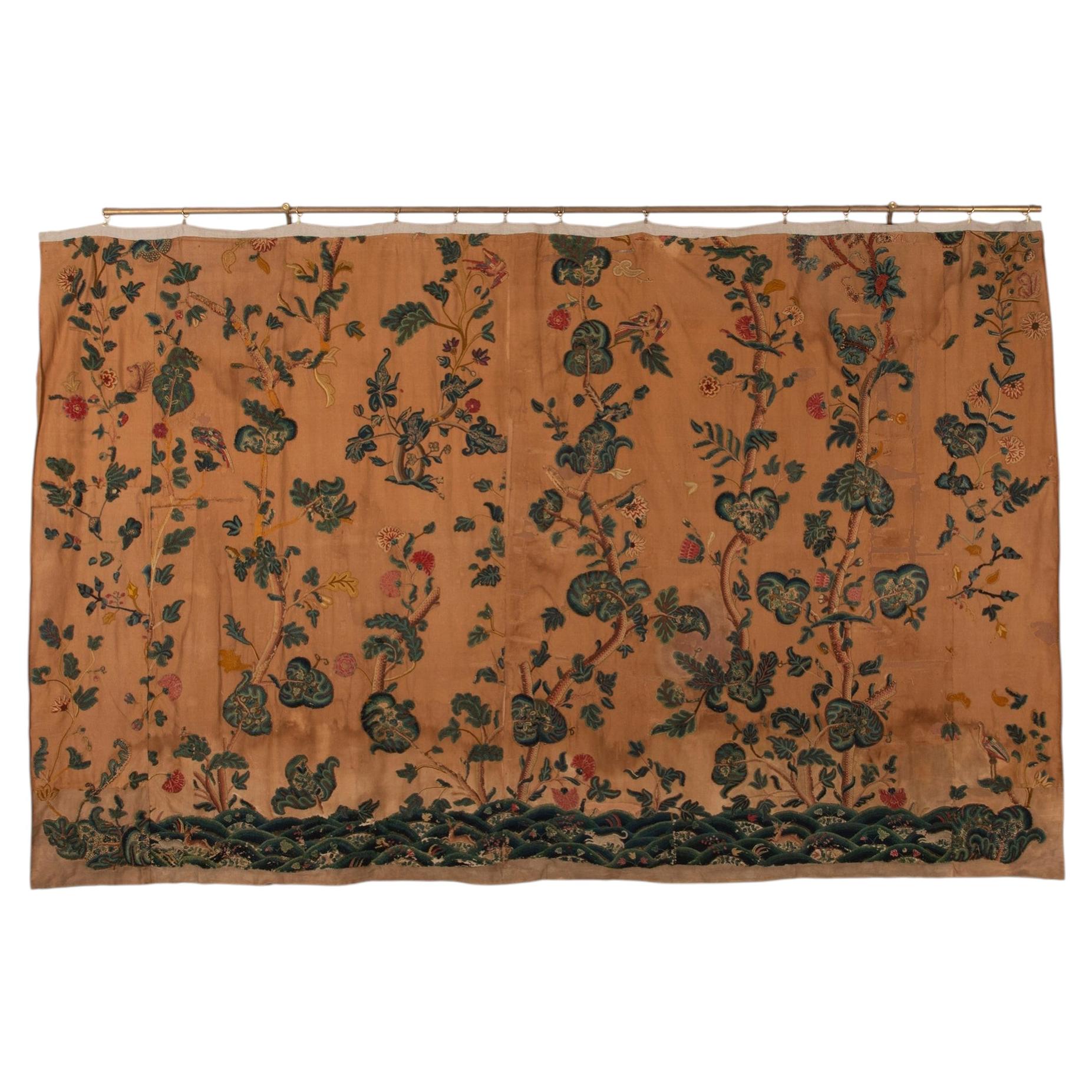 17th Century English Jacobean Crewelwork Hanging
