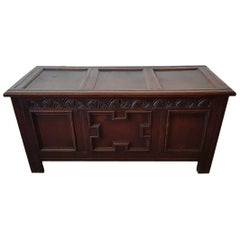 17th century blanket chest 17th Century English Joined Oak Coffer or Blanket Chest