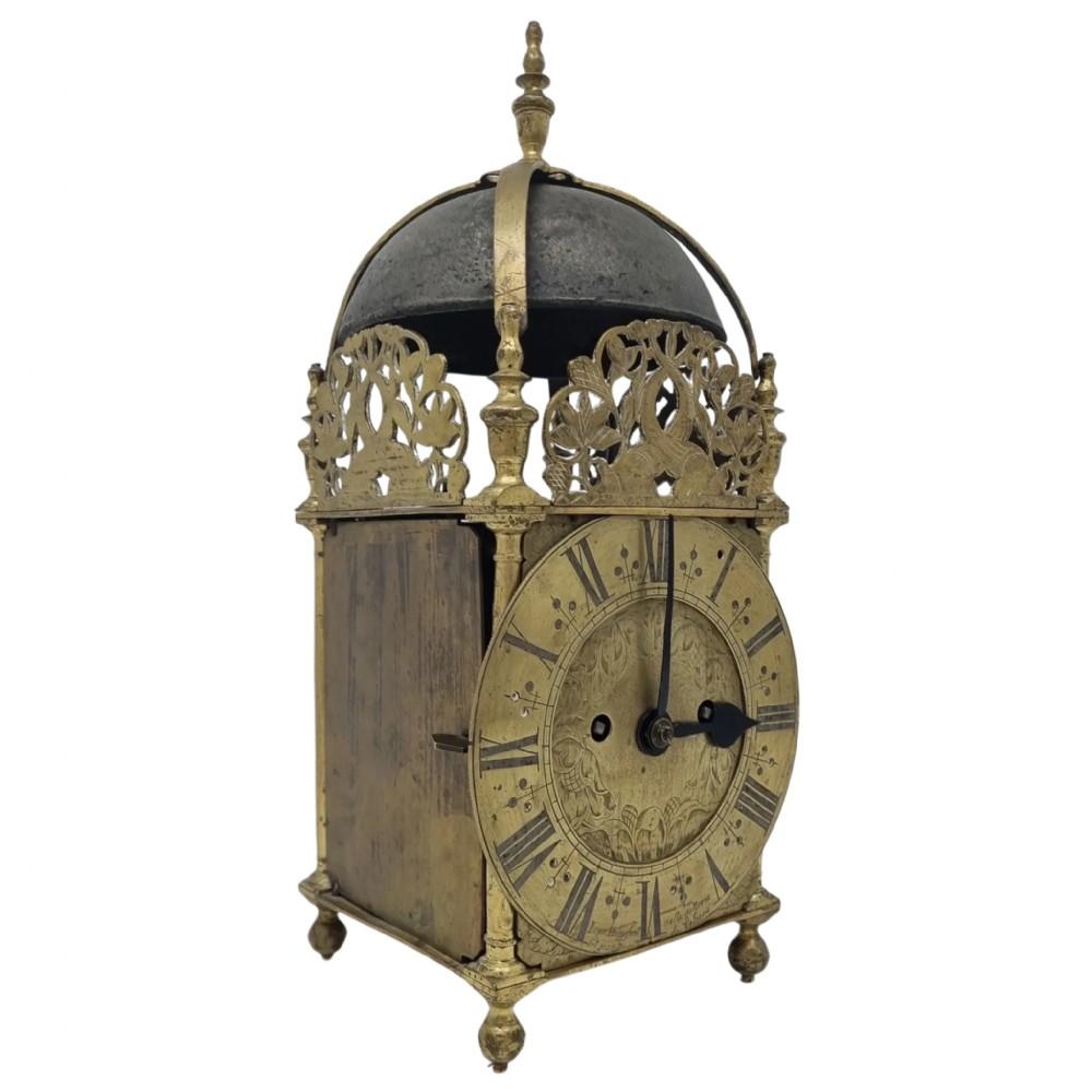 Charles II Horloge lanterne anglaise du 17e siècle par Ignatius Huggeford en vente