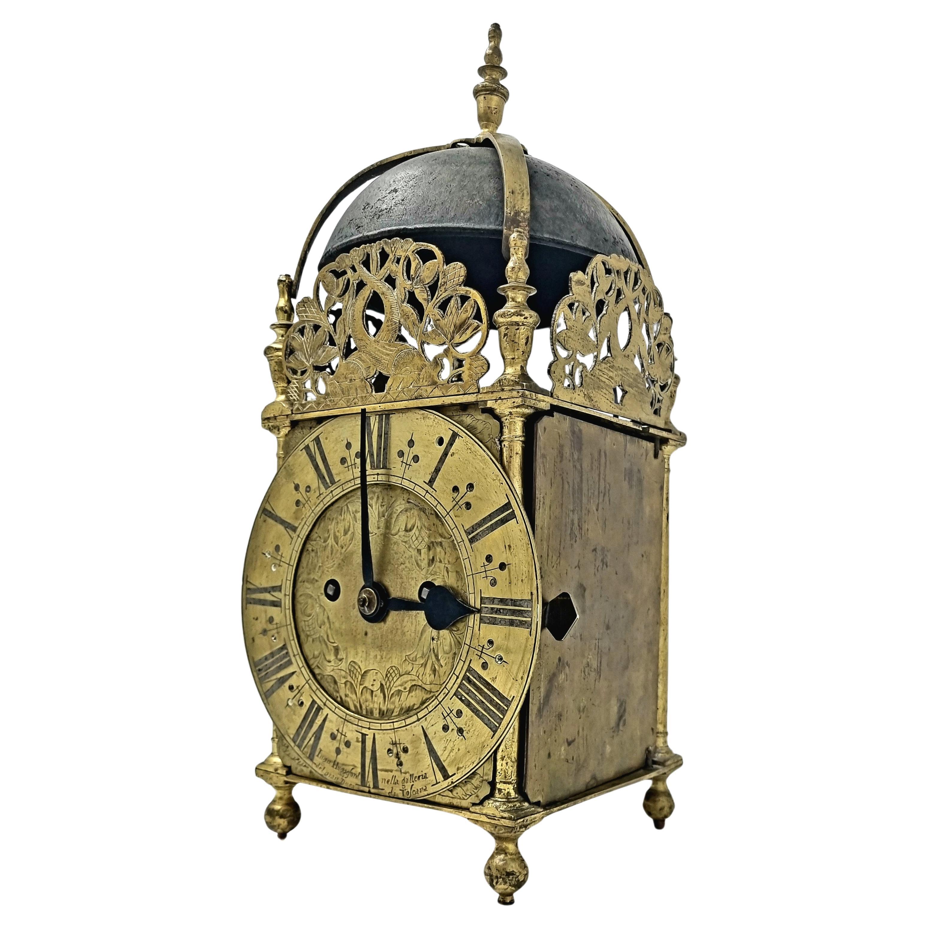 17th-Century English Lantern Clock by Ignatius Huggeford For Sale